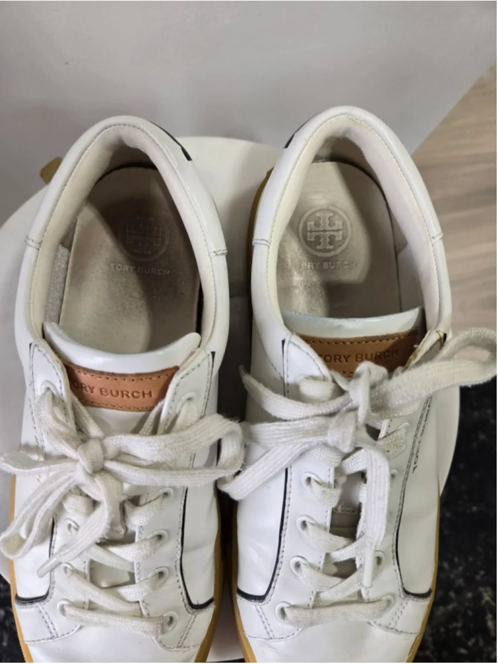 Women's Tory Burch White Leather Sneakers with Gum Sole